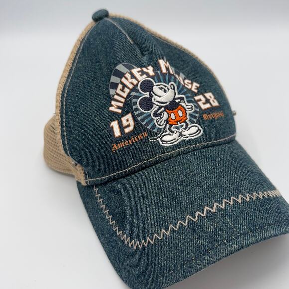 Disneyland Resort Mickey Mouse 1928 Trucker Hat Mesh Back Adjustable Denim Cap - Picture 1 of 9